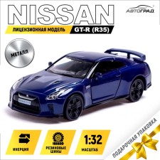 Metal machine Nissan GT-R (R35), 1:32, doors, inertia, blue color open