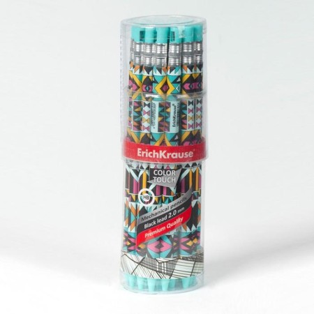 Mechanical Pencil Erichkrause "Colortouch Ornament", Grifel D = 2.0 mm, with a sharpener, "Soft-Touch" with a design, in a tube