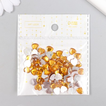 Decor for creativity plastic "Rhinestrus heart. Yellow" set of 80 pcs 0.8x0.8 cm-3