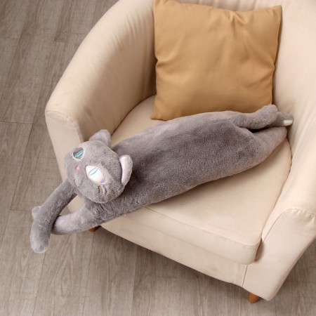 Soft toy "Cat", 90 cm, gray color-3