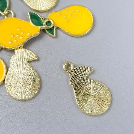 Decor for creativity metal, enamel "pear" yellow 1.9x1.2 cm-1