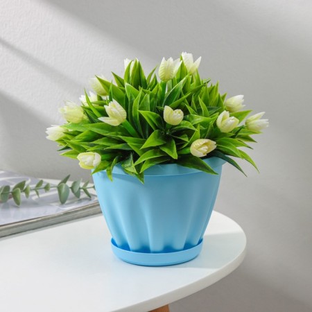 Pot for flowers with the Podon "Noble", 1 L, D = 14 cm, Blue Color