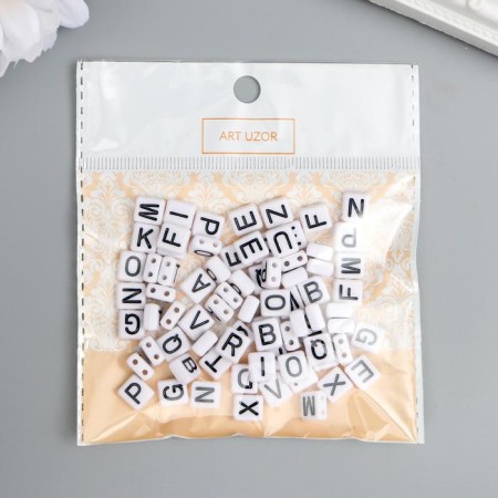 Beads for creativity plastic "Black English letters" White set 20 grams 0.4x0.8x0.8 cm-3