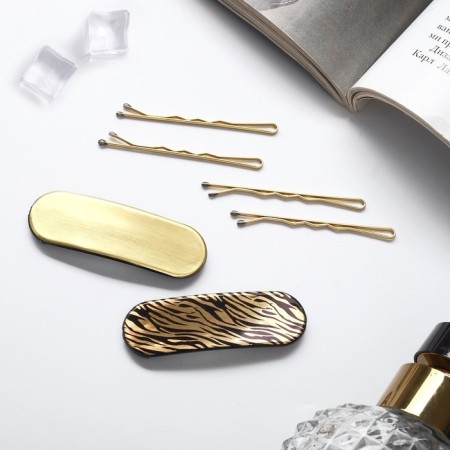 Invisibility for Herty hair (set 10 pcs) tiger, 5 cm, gold-1