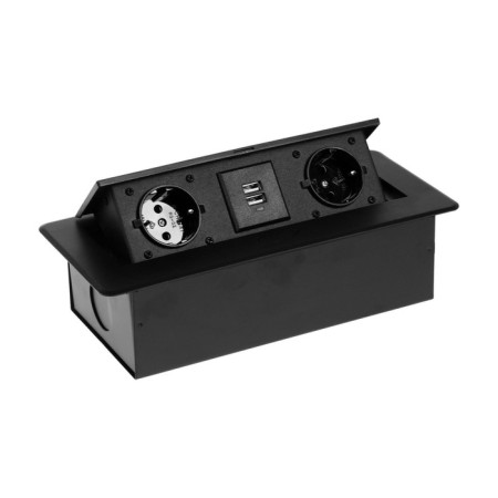 Luazon Lighting, 16 A, double, in the table, 2xUSB, 2.1 A, black-1