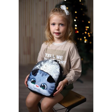 Plush Baby backpack for the girl "Kotik", 26 × 24 cm, for the new year-5