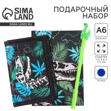 Gift set for the boy "Dinosaurus", wallet, notebook, handle