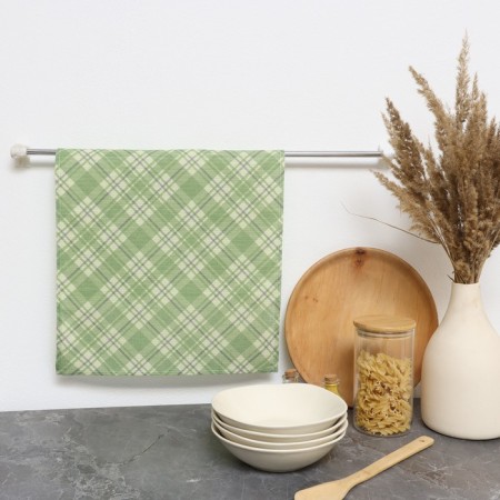A towel 35x60 cm, the Scottish is green, waffle, 120 g/m, HL100%