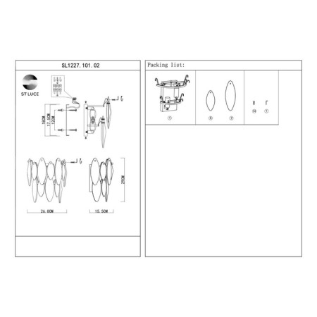 Sconces st. SL1227.101.02. Ancona. 2x40 watts, E14, 26.8x29 cm, Nickel color-6