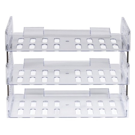A set of horizontal paper trays with wide loading, City, 3 pcs., On metal rods, transparent-3