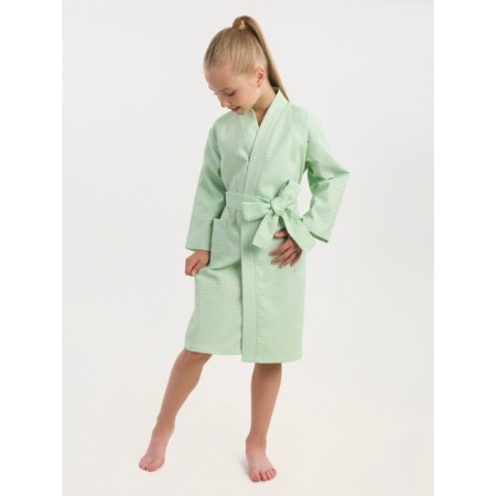 Waffle children's robe "kimono", size 40, mint color