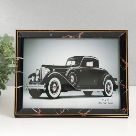 Photo frame plastic 15x20 cm "Black marble with a gold frame" 17x22 cm