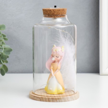 Souvenir Polystone Light "Girl with pink hair, ears and pen" 10x10x17.5 cm-3