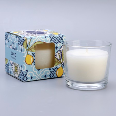 Aromatic candle in a glass "Sandal", mandarin, Garden, jasmine, sandalwood, 60 grams-2
