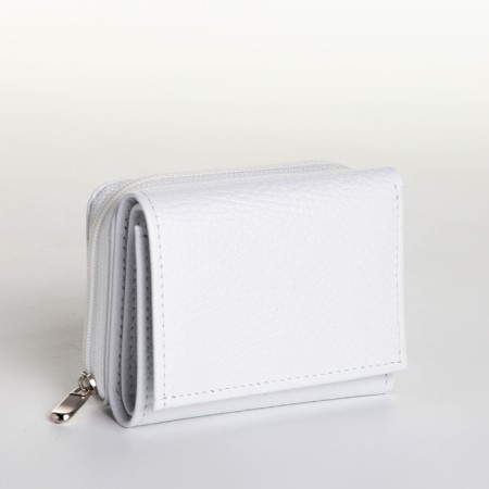Women's wallet on the button, white color