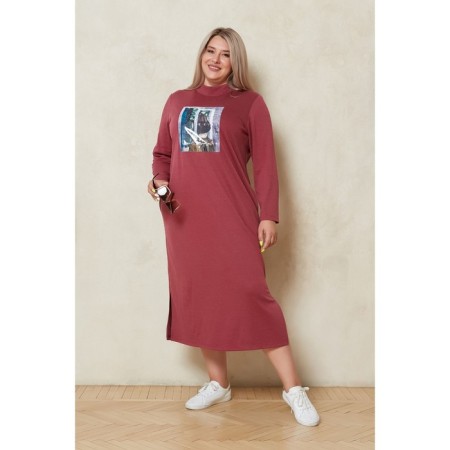 Women's dress, size 56, burgundy color-1