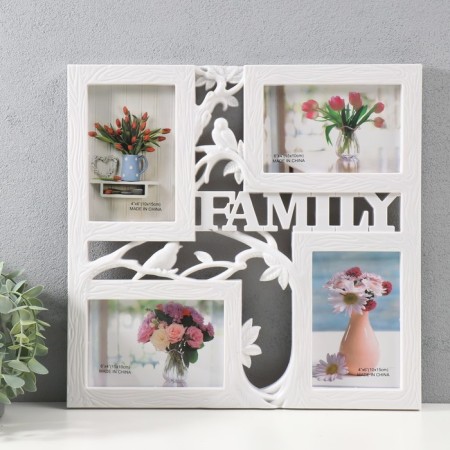 Multipher "Family" in 4 photos, 10x15 cm, plastic, col. white