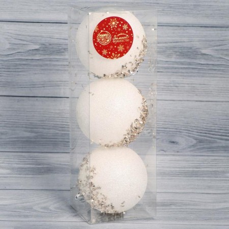 Set of balls plastic D-8 cm, 3 pcs "novel shine" gold-1