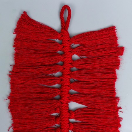 Panel wall in the technique of macram "leaf" Bordeaux 30x15 cm-1
