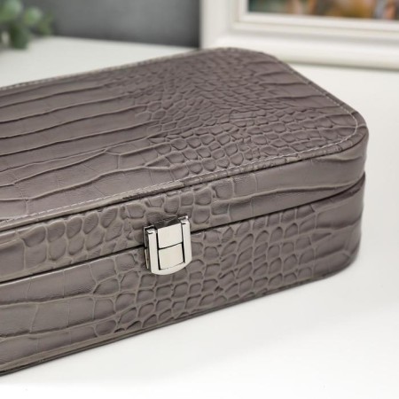 Casket to the leatherette for jewelry "Python leather" gray matte 7x22.5x14.5 cm-4
