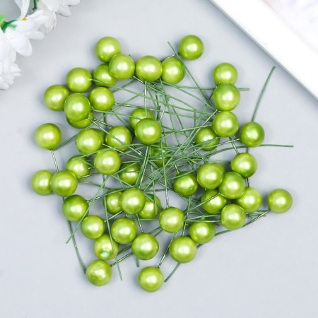 Stamens for flowers "Ball pearl green" d = 1.2 cm 6x1.2x1.2 cm-2