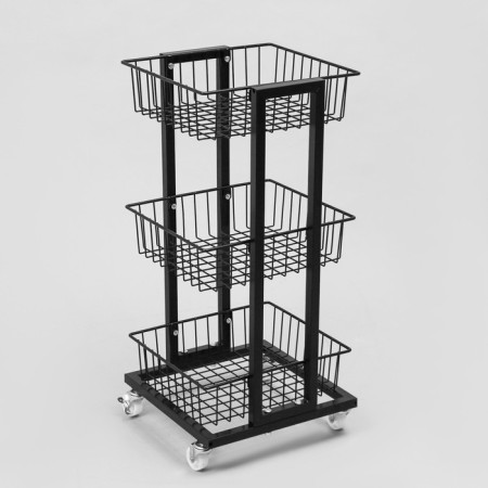 Strack Trade Universal Folding 3 baskets, on wheels, 35 × 35 × 76 cm, black color-1