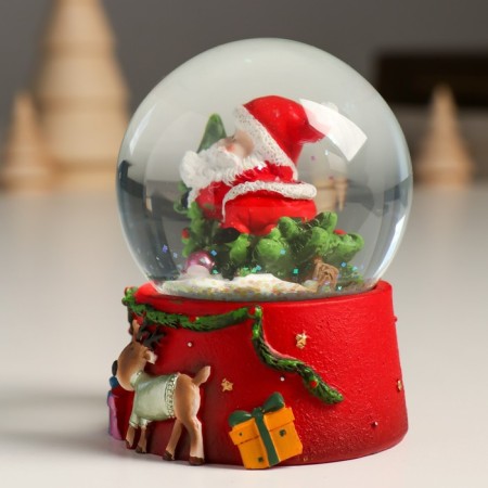 Souvenir Polystone Water Ball "Santa Claus on the Christmas tree" 7x8x9 cm-4