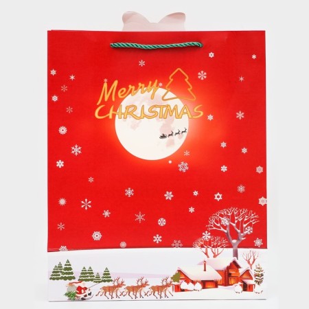 Gift package with the Rozhdestvensky ringing window, embossing, 26 x 32 x 12 cm, red-2