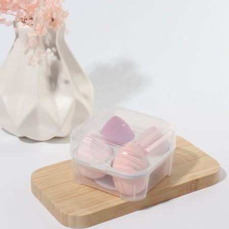 Makeup sponge, set - 4 pcs, increase when getting wet, pink color-9
