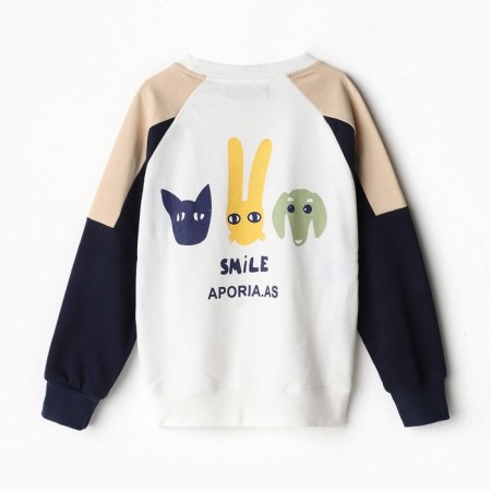 Sweatshirt for girls, white-blue color, height 122-128 cm-8