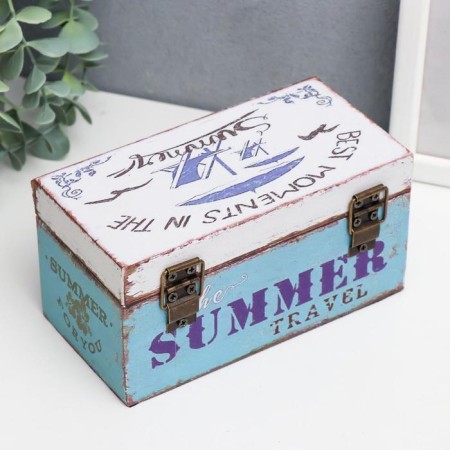 Casket wood to the leatherette "Summer Journey" 8x8x16 cm-4