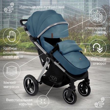 Walking stroller Sweet Baby Compatto, Silver Dark Green-2