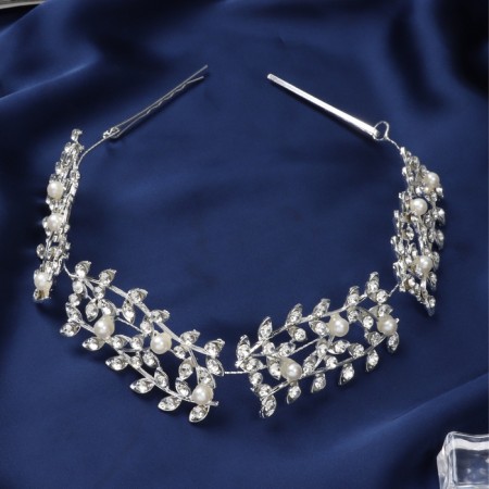 Hair accessory "Leon" branches, 26 cm, silver