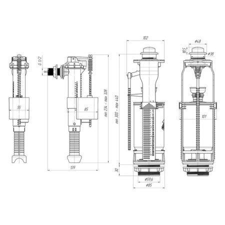 Reinforcement for the flush tanks "Any Plast" WC8010C, with a lateral eyeliner 1/2 ", button chrome-1