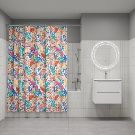 Curtain for the bathroom IDDIS BF04P18I11, 200x180 cm, polyester, color colorful color