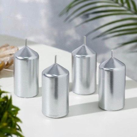 Set of candles "Column", 4 pieces, silver 7x3.8 cm-1