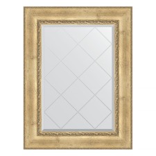 Mirror with engraving in a baguette frame, aged silver with an ornament of 120 mm, 72x95 cm