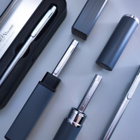 Switching handle, 1.0 mm, BrunovisConti firenze, blue rod, metal case Soft Touch silver, in a tube-6