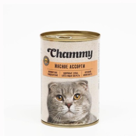 CHAMMY Wet food for cats, meat assorted in sauce, railway, 415 g
