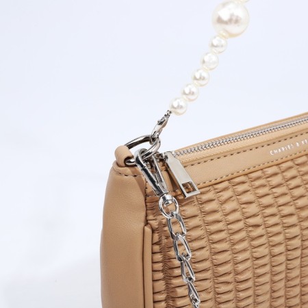 Baget Baget with zipper, long belt, beige color-5