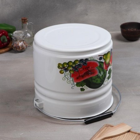 Bucket, 10 liters, with a lid, a mix neckline, white color-5