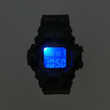 Watch of Electronic Electronic Sport, D-5 cm, silicone strap 24.5 cm, khaki-5