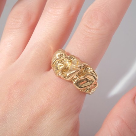 Ring "Roman Lines" minimal, the color of gold, dimensionless-2