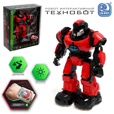 Robot radio -controlled "Technobot", 2 remote controls, gestures, with a battery, red color red