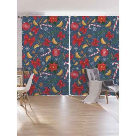 Photostes "New Year's Pattern with Poinsettia", Oxford, size 170x265 cm, 2 pcs
