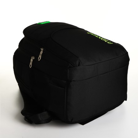 Youth backpack with a zipper, 4 pockets, black/green color-4