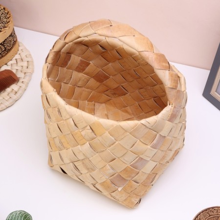 Alyonka basket, wicker, medium, 22x22x19/28 cm, birch bark-2