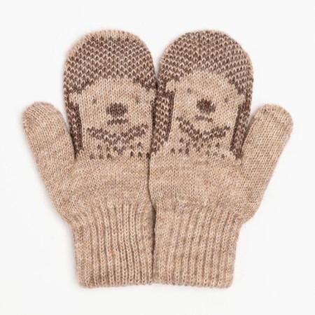 Double children's mittens, beige color, size 12 (3-6 years)