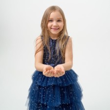 Dress for a girl with sequins KAFTAN, size 28 (86-92), blue color
