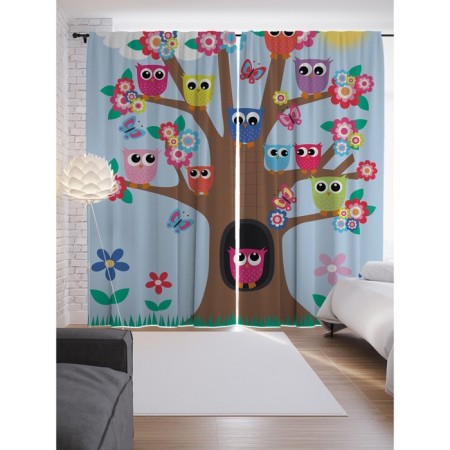 Photostes "Owl Home", Saten, size 145x265 cm, 2 pcs